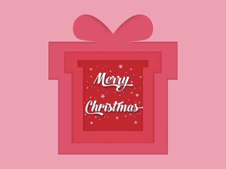Christmas and happy new year red and pink vector background with snowflake in gift or present boxのイラスト素材