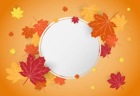 Happy Thanksgiving Day celebration card with orange maple autumn leaves vector backgroundのイラスト素材