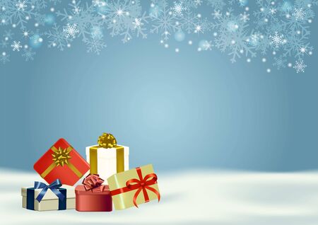 Christmas and happy new year blue vector background with giftsのイラスト素材