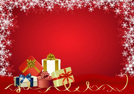 Christmas and happy new year red vector background with giftのイラスト素材