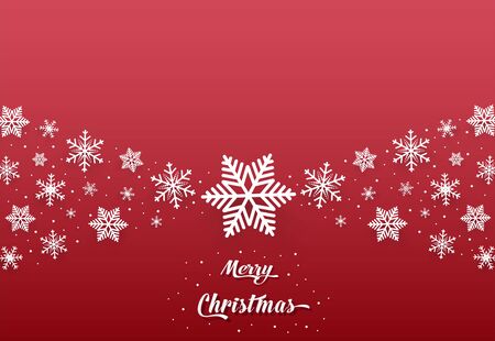 Christmas and happy new year red vector background with snowflake, celebration concept, paper art designのイラスト素材