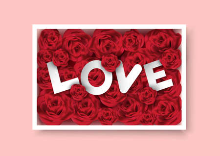Valentines day pink vector background with roseのイラスト素材