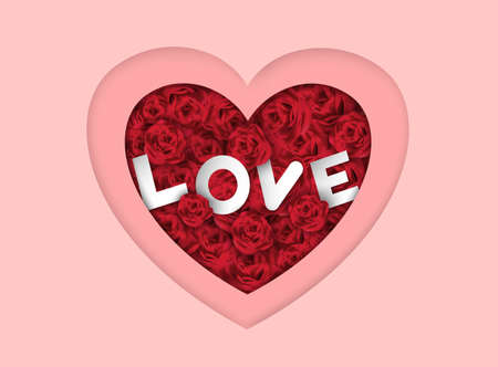 Valentines day pink vector background with roseのイラスト素材