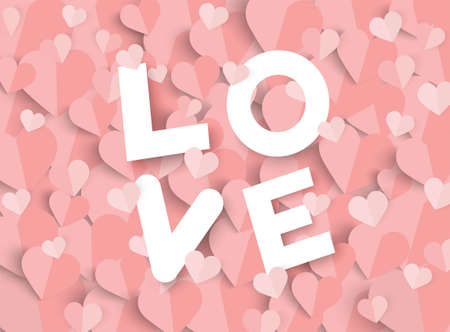 Valentines day pink vector background with heart shapeのイラスト素材