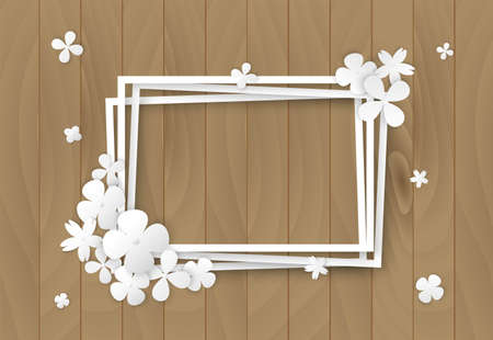 white flowers on wooden frameのイラスト素材