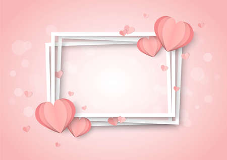 Valentines day pink vector background with heart shapeのイラスト素材
