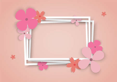 Colorful flowers with square frameのイラスト素材