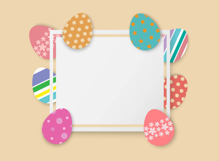Easter eggs in square frameのイラスト素材