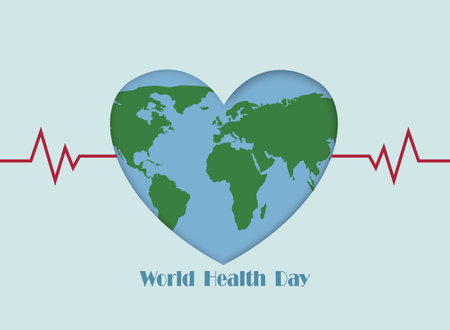 World Health Day with heart map backgroundのイラスト素材