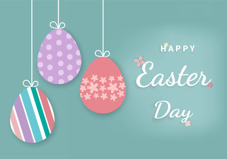 Easter eggs on blue backgroundのイラスト素材