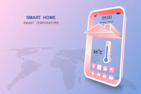 Smart home with temperature control, vector 3D style designのイラスト素材