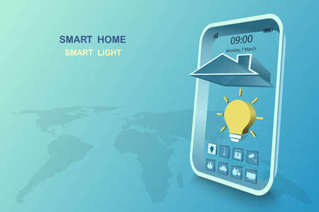 Smart home with light control, vector 3D style designのイラスト素材