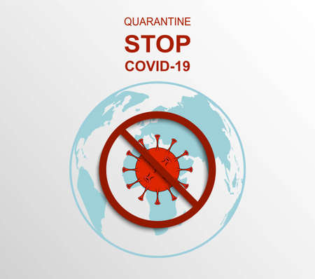 Quarantine for stop COVID-19 virus, coronavirus concept vector illustration.のイラスト素材