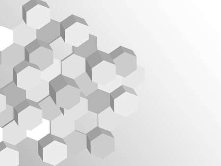 Hexagonal abstract vector background white and gray toneのイラスト素材