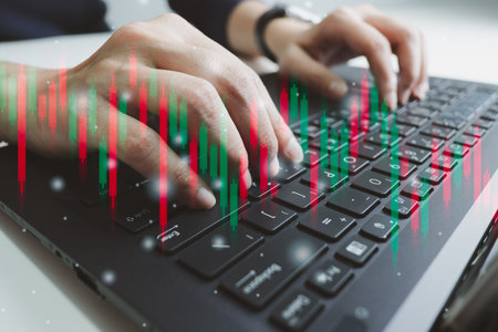 Investment ideas and technology business, Funds, Stock market and digital assets, Investors or trader, Financial data analysis, Stock graphs and forex trading, business finance backgroundの写真素材