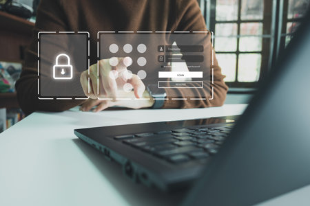 Verification of information with finger print by smart phone, Internet security, online financial transaction, 2-step verification, confirm transaction and identity.の写真素材
