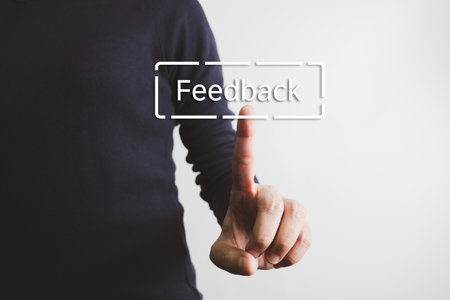 Concept of customer satisfaction and service, user feedback to express their opinions, answers and satisfied scores.の写真素材