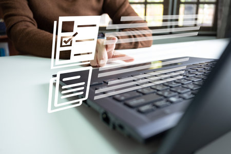 Document Management System DMS, Online document database management, Organization document Organized, automated processes to manage files, ERP enterprise efficient, business technology.の写真素材