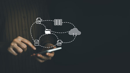 Document Management System, Online document database management, Organization document Organized, automated processes to manage files, ERP enterprise efficient, business technology.の写真素材
