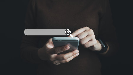SEO Search engine optimization, Search technology, client using a finger point to search for...