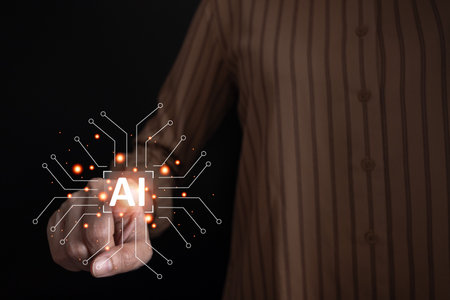 AI, Artificial Intelligence, Concept global data connection with Internet technology, using online transaction with AI by learning machine and big data, database management, cloud computingの写真素材