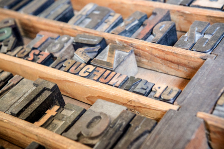 Letterpress blocks in printer's caseの写真素材