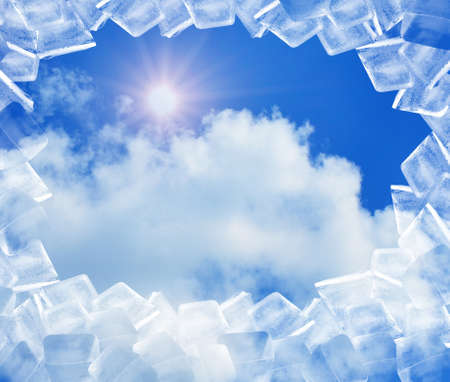 ice cubes in blue skyの写真素材