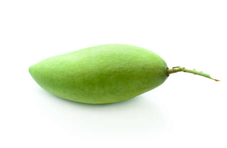 Green mango isolated on a white backgroundの写真素材