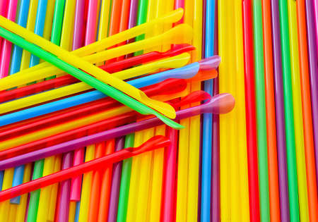 Colorful background from drinking strawsの写真素材