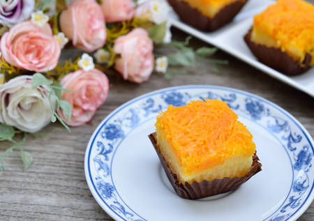 Gold Egg Yolks Thread,Thailand dessertの写真素材