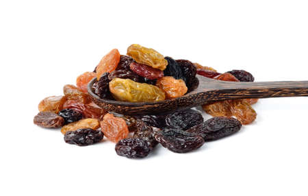 Dried raisins on a white backgroundの写真素材