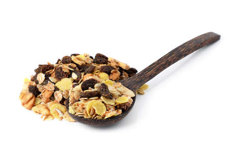 muesli isolated on white backgroundの写真素材