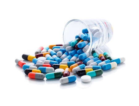 pills capsules on white background