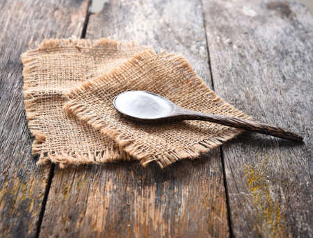 sugar on vinage spoonの写真素材