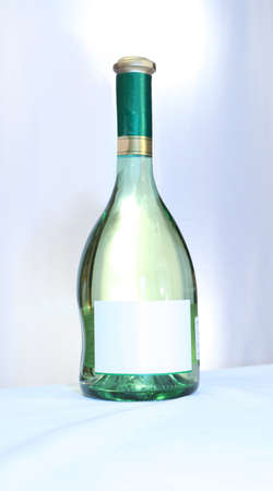 Wine with an empty label on a light backgroundの写真素材
