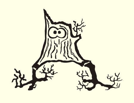Funny character hemp. Vector illustration of silhouette funny to paint the stump with legs and eyes.のイラスト素材