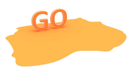 Orange background with the text GOの写真素材
