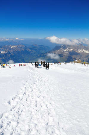 Titlis mountain in Switzerland covered with snow throughout the yearの写真素材