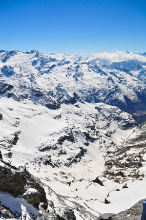 Titlis mountain in Switzerland covered with snow throughout the yearの写真素材