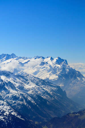 Titlis mountain in Switzerland covered with snow throughout the yearの写真素材
