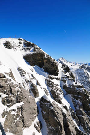 Titlis mountain in Switzerland covered with snow throughout the yearの写真素材