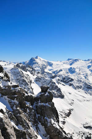 Titlis mountain in Switzerland covered with snow throughout the yearの写真素材