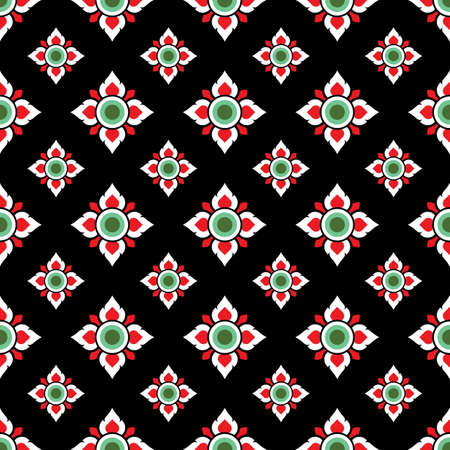 Thai pattern in wall painting,Laithaiのイラスト素材