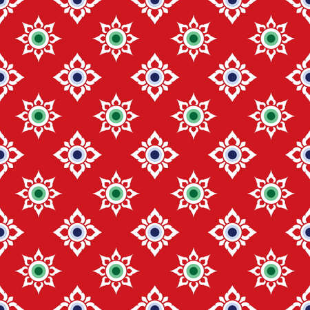 Thai pattern in wall painting,Laithaiのイラスト素材