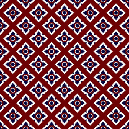 Thai pattern in wall painting,Laithaiのイラスト素材