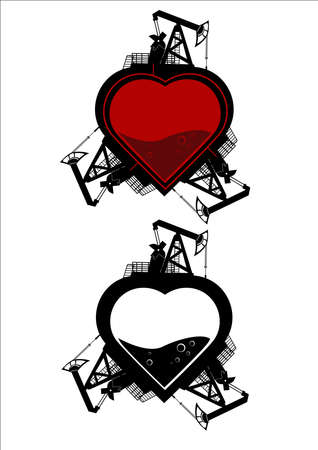 Oil rigs are pumping oil from the heart of the Earthのイラスト素材