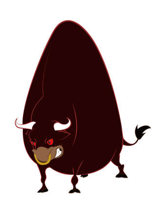 image of angry cartoon red bullのイラスト素材