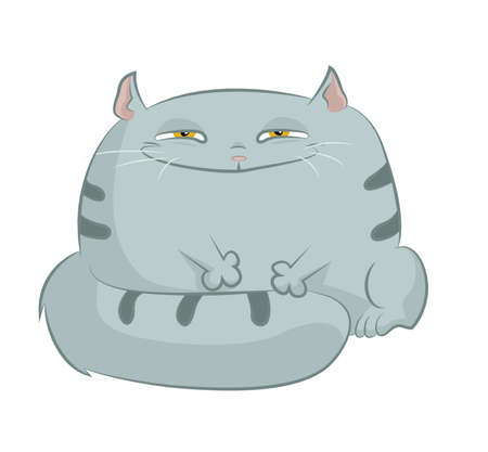 image of cartoon smiling square catのイラスト素材