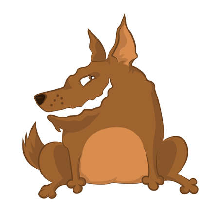 image of brown smiling cartoon dogのイラスト素材