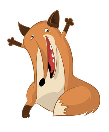 image of orange cartoon smiling foxのイラスト素材